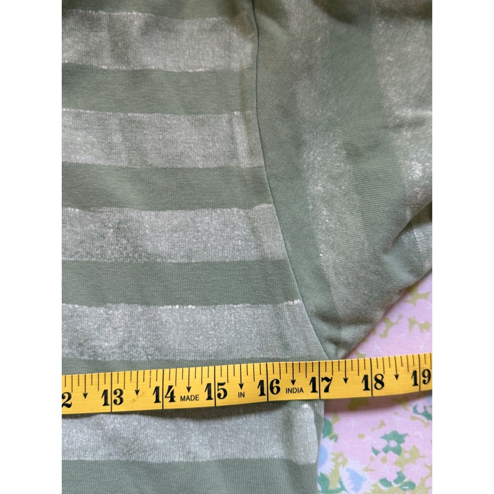 Big Bud Press | Bedroom T-Shirt Size M Green Silver Metallic Striped Crewneck - Picture 5 of 6